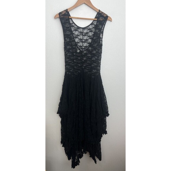 Free People French Courtship Lace Slip Handkerchief Hem Dress Whimisgoth Witch M - Picture 7 of 11